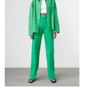 Zara wide leg jeans green